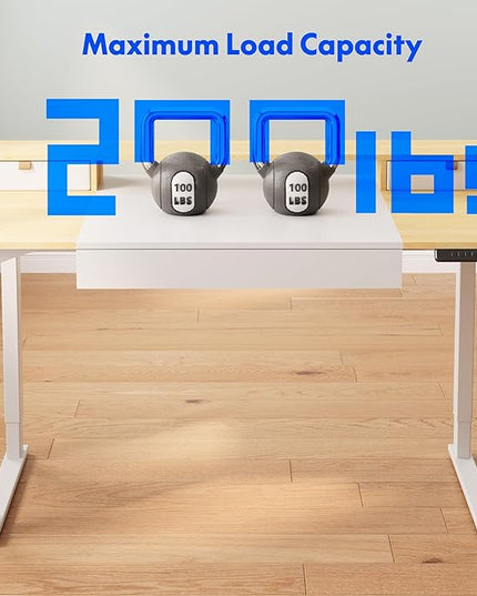 FLEXISPOT 4-Leg Standing Desk with Storage 71x32 in Electric Adjustable Height with 3 Drawers & Shelving Home Office Workstation (White + Maple Top)
