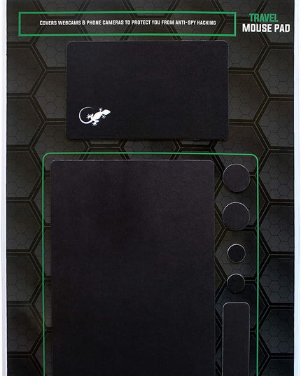 Mouse Pad Adhesive Bottom - Sticks to Any Surface - Portable - Webcam Covers and Screen Cleaner Included (Blank Black)