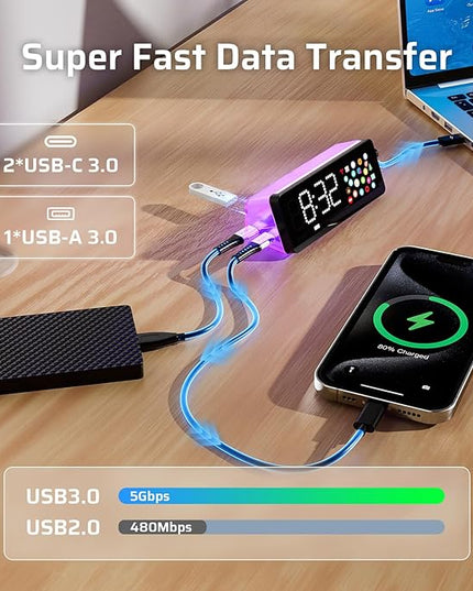 LTC Laptop Docking Station, 7-in-1 USB C Hub with Screen, Multiple Built-in Apps, Multiport Adapter with HDMI 4K@60Hz, 90W Power Delivery, USBC & USBA Data Ports, Dongle for MacBook, Dell, and More