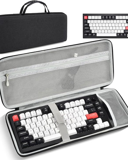75% 84-Key Keyboard Case, Hard Travel Carrying Case Bag for Aula F75 Pro 75% Keyboard, Compatible with Redragon K673 PRO, Keychron K2 Version 2/K2/Q1/V1, ASUS ROG Azoth 75% Keyboard Protector, Black