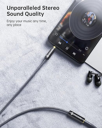 Syncwire Headphone Extension Cable - 6FT [Hi-Fi Sound][Gold Plated Jack][TRS] Nylon-Braided 3.5mm Male to Female Audio Extension Cord Compatible with iPhone iPad Smartphone Tablets Media Players