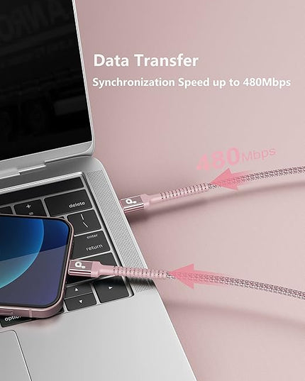USB C iPhone Charger Cable Fast Charging, 2Pack 6FT USB Type C to Lightning Cable [Apple MFi Certified] iPhone Fast Charger Cord Compatible with iPhone 14/13/12/11 Pro Max/XS MAX/XR/XS/8/iPad-Pink