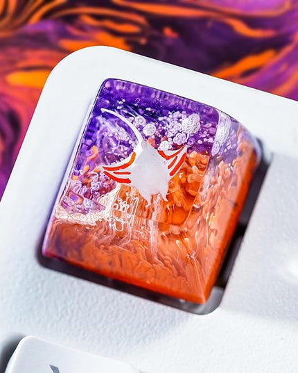 Manta Ray Artisan Keycap Orange Purple Ocean Coral R1 SA Profile Custom Sea Creatures Keycaps 1U ESC Handmade Gaming Resin Key Cap Cherry MX Switch Compatible Mechanical Keyboard Manta Ray Lover Gift