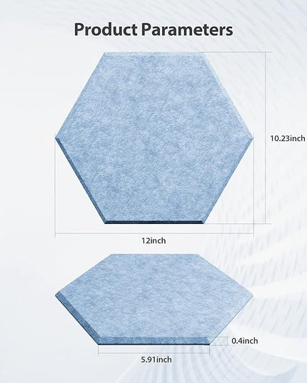 12 Pack Acoustic Panels Self Adhesive Sound Proof Foam, High Density Sound Acoustic Foam Panel, 12X10.23X0.4 Inch Hexagon Wall Panels in Home,Office,Reccording Room,Studio(Light Sky Blue)
