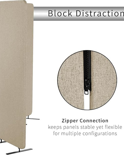 VIVO Freestanding 72 x 66 inch Privacy Panel, Cubicle Divider, Acoustic Wall Partition, x3 24 inch Panels, Beige, PP-3-T072BE