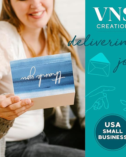 VNS Creations Thank You Cards With Envelopes Bulk Set & Stickers - 100 Pack 4x6 Blank Thank You Notes Bulk Box Set - Large Note Card Small Business, Wedding, Baby Shower & Bridal Shower - Ombré