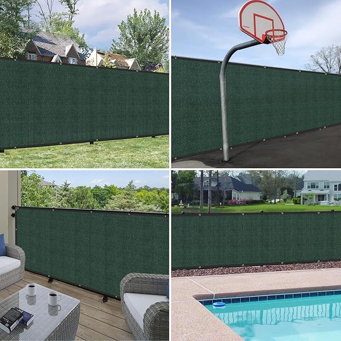 Windscreen4less Privacy Fence Screen Heavy Duty Windscreen Fencing Mesh Fabric Shade Net Cover with Brass Grommtes for Outdoor Wall Garden Yard Pool Deck, 6'x276' Green
