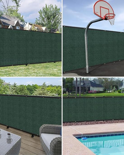 Windscreen4less Privacy Fence Screen Heavy Duty Windscreen Fencing Mesh Fabric Shade Net Cover with Brass Grommtes for Outdoor Wall Garden Yard Pool Deck, 6'x186' Green