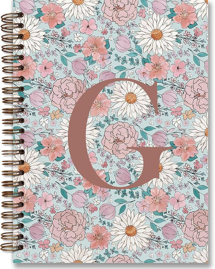 Vintage Floral Personalized Notebook, Initial Letter G Notebook Journal ,Vintage Flower Notebook for Work School Office Supplies,,Monogrammed Notebook for Women Teen Girl,Back to School Supplies 5.5 x 8.3