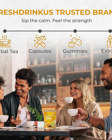 FreshDrinkUS, Premium 30 Tea Bags Immune Support Herbal Tea, Ginger, Cinnamon, Chamomile, Licorice Root, Black Pepper and Orange Peel – 100% Natural, Caffeine-Free, Vegan