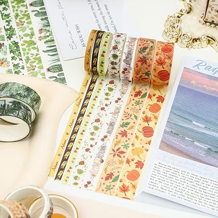 Songdao 18 Rolls Seasons Flowers Washi Tape Set Floral Arts Adhesive Tapes Blooming Garden Decorative Masking Tape Sets for Craft, Kids, Scrapbook, DIY, Gift Wrapping (Autumn)