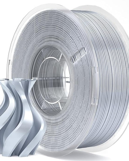 ELEGOO Silk PLA Filament 1.75mm Silver Grey 1KG, 3D Printer Filament Dimensional Accuracy +/- 0.02mm, 1kg Plastic Spool(2.2lbs) 3D Printing Filament Fits for Most FDM 3D Printers