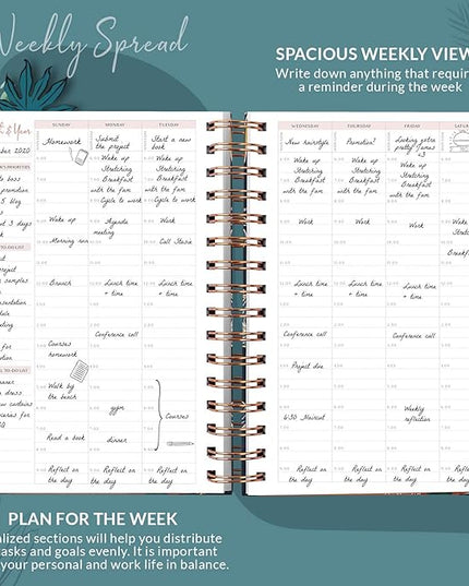 PLANBERRY Hourly Schedule Planner Premium – Undated Weekly Organizer with Time Slots & Monthly Budget – Time Management, Goal Setting, to-Do List & Habit Tracker –6.9″x8.5″(Tropical Forest)