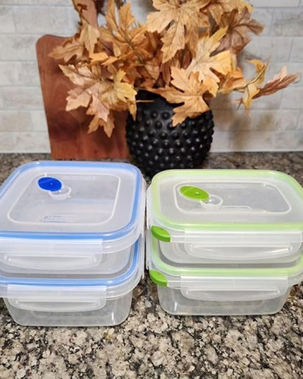 Sterilite Ultra-Seal 3.1 Cup Rectangle, Airtight Food Storage Container, Latching Lid, Microwave and Dishwasher Safe, Clear With Green Gasket, 12-Pack