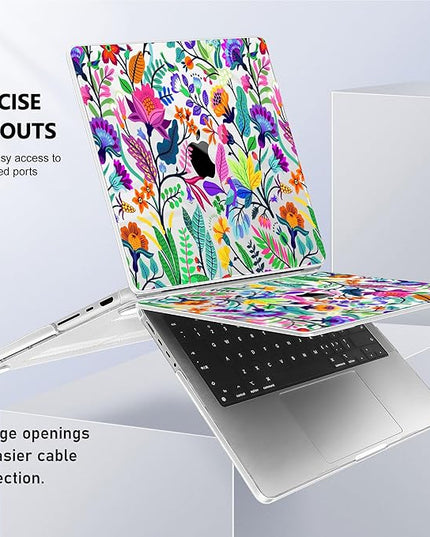May Chen Case for MacBook Pro 14 inch, A2442 A2779 A2918 A2992 A3401 A3185 A3112 A3434, M1 M2 M3 M4 M5 Chip (2021-2025 Release), Plastic Hard Shell Case with Keyboard Cover, Bright Colorful Flowers