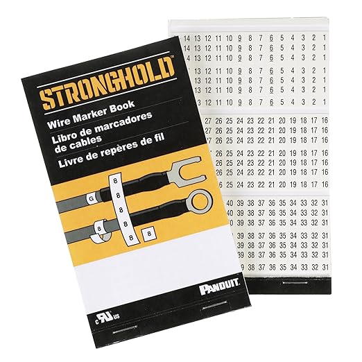 Panduit PCMB-12 Pre-Printed Wire Marker Book, Vinyl Cloth, .22 by 1.38-Inch L, A-Z, +, -, Blank Legends Only
