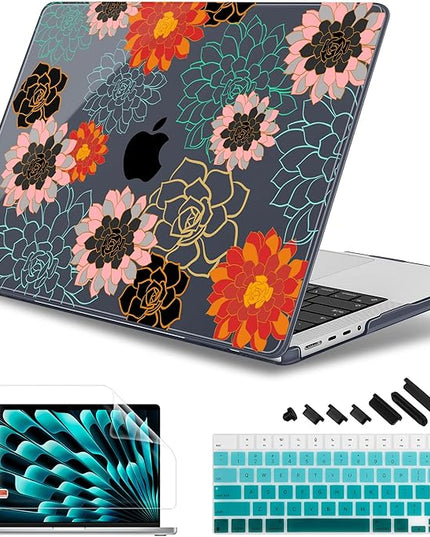 May Chen Case for MacBook Pro 14 inch, Models A2442 A2779 A2918 A2992 A3401 A3185 A3112 A3434, M1 M2 M3 M4 M5 Chip (2021-2025 Release), Plastic Hard Shell Case with Keyboard Cover, Flower