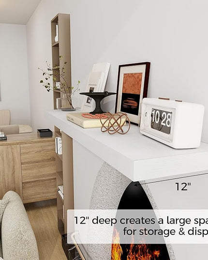 White Floating Shelves 48 Inch Long, 12 Inch Deep Floating Shelves for Wall, 48 x 12 Large Wall Shelves for Home Storage & Display, 2" Thicked Floating Shelf for Bedroom, Living Room, 1 Pack