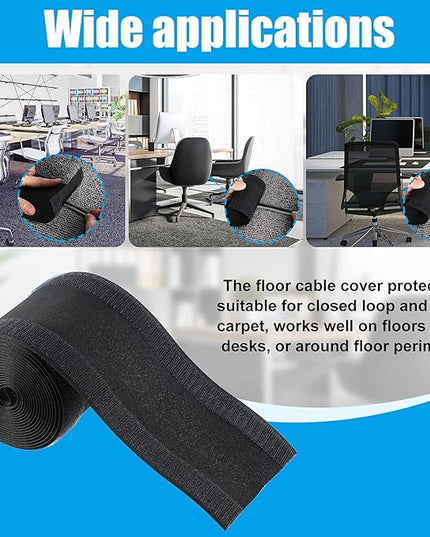 WILLBOND Carpet Cord Cover Cable Protector Floor Cover Cable Protector Management Only for Commercial Office Carpet(29.53 ft,Black)