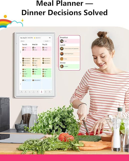 21.5 Inch Digital Calendar, Full HD Touchscreen Smart Planner for Family Schedules - Wall Mount, Great for Seamless Daily Planning & Household Organization, with LED Reminder Light