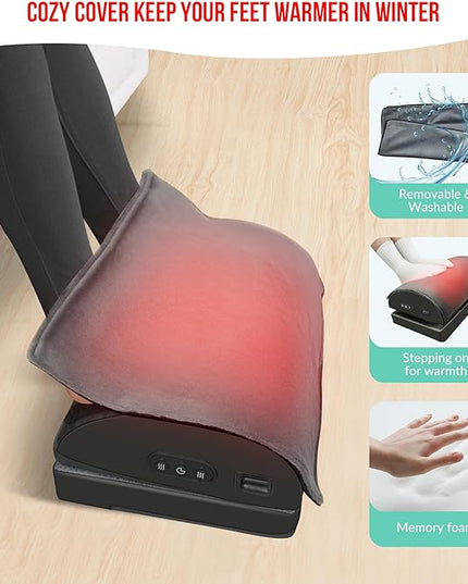 Snailax Foot Rest Under Desk at Work, Heated Under Desk Foot Stool with Double Layer Adjustable Height, Feet Warmer with Vibration Massage, Ergonomic Gaming Home Footstool for Lumbar Back Knee Pain