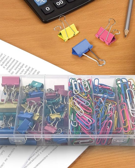 320PCS Paper Clips Binder Clips,Colored Paperclips and BinderClips Assorted Sizes(S/M/L),Colored Office Clips Set,Paper Clamps,Colorful Binder Clips for Office School Supplies Document Organizing