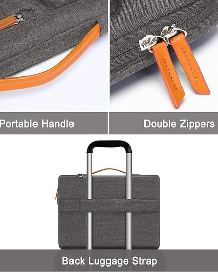 MOSISO 360 Protective Laptop Shoulder Bag,15-15.6 inch Computer Bags Compatible with MacBook Pro 16 inch, HP, Dell, Lenovo, Asus Notebook,Side Open Messenger Bag with 4 Zipper Pockets, Taupe Gray