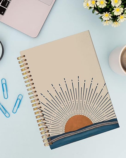 VNWEK Boho Notebook,Hardcover Spiral Notebooks 5.5×8.3 Inch,Aesthetic Notebook,Boho JournalGifts For Woman Man