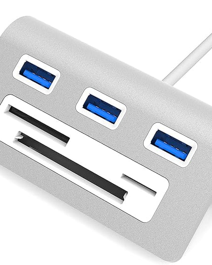 SABRENT Premium 3 Port Aluminum USB 3.0 Hub with Multi in 1 Card Reader (12" Cable) for iMac, All MacBooks, Mac mini, or Any PC (HB-MACR)