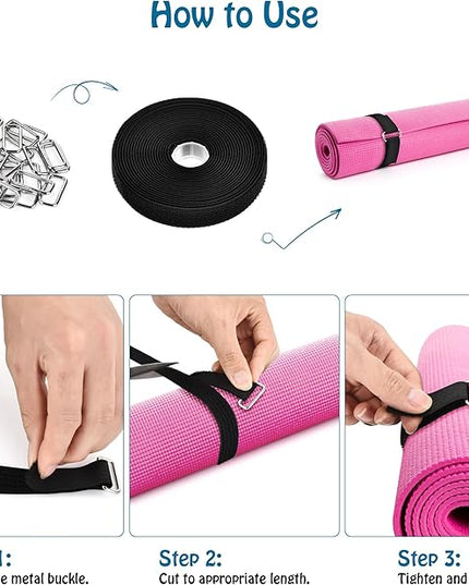 1"x19.7ft Hook and Loop Straps with 30 Buckles Adjustable Cut-to-Length Cable Ties - Reusable Nylon Fastening Tape Cable Straps for Storage or Organization (1in x 19.7ft)