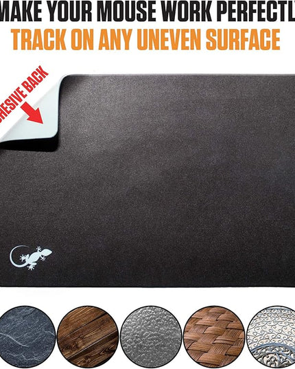Mouse Pad Adhesive Bottom - Peel and Sticks to Any Surface - Travel Large Size - Portable (XL - Black)
