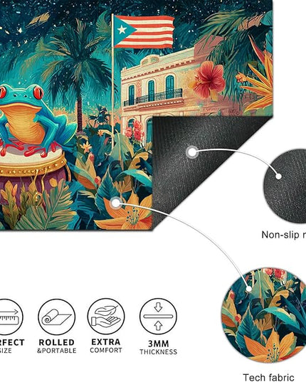 Large Mouse Pad Gaming Mousepad 31.5 x 11.8 Inch Keyboard Desktop Mat Diatomite XL Mouse Pad for Home and Office Desk Accessories with Tropical City Drum Frog Artwork and Smooth Diatomite