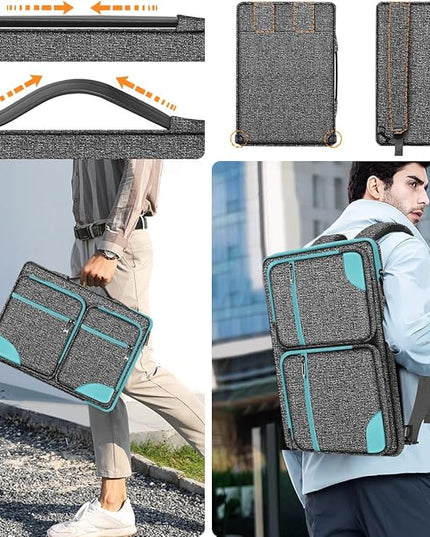 Hseok Laptop Case 15 15.6 16 inch Sleeve with Handle and Hidden Strap,Compatible with MacBook Pro 15.4 16, 360° Protective PC Briefcase with 4 Pockets for Laptop Accessory,Easy to Carrying,Sapphire