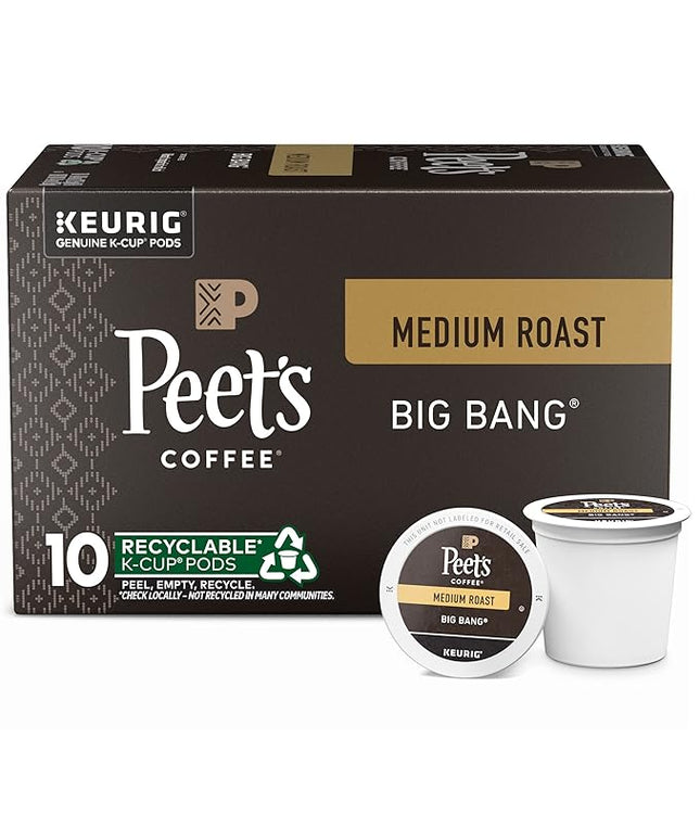 Peet's Coffee, Medium Roast Keurig K-Cup Pods, 100% Arabica Coffee - Big Bang 10 Count (1 Box of 10 Pods)