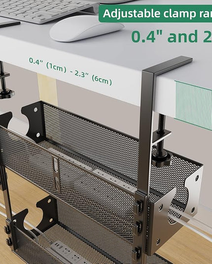 Multi-Model Under Desk Cable Management 2 Pack Metal Under Desk Wire Management Tray Clamp Mount Under Table Cord Management No Damage The Desk