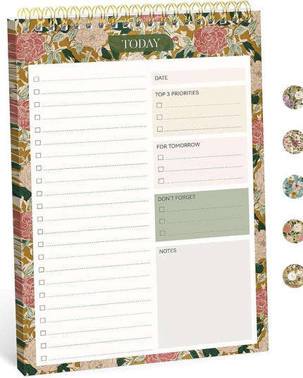 Taja To Do List Notepad - To Do List Notebook for Work with 52 Sheets, 9.8" x 6.5", Undated Daily Planner Perfect for Daily Tasks and Goal Setting, Notepad Suitable for Office, Home & School - Olive Grove