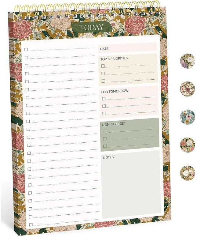 Taja To Do List Notepad - To Do List Notebook for Work with 52 Sheets, 9.8" x 6.5", Undated Daily Planner Perfect for Daily Tasks and Goal Setting, Notepad Suitable for Office, Home & School - Olive Grove