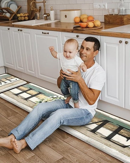KIMODE Anti Fatigue Kitchen Mats, Farmhouse Kitchen Rugs Sets of 2,Non Slip Waterproof Kitchen Floor Mats,Ergonomic Cushioned Comfort Standing Mat for Home,Laundry,Office,Sink,Desk