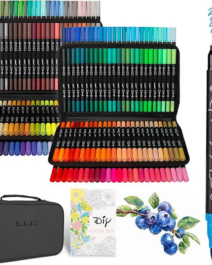 200 Colors Dual Tip Markers Brush Pens, Fine & Brush Tip Art Markers for Adult Coloring Book Drawing Calligraphy, Colored Pens Christmas Gifts Stocking Stuffers for Teen Art Supplies