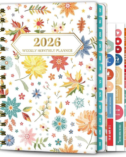 Ymumuda 2026 Planner, Daily Weekly and Monthly Planner，Jan 2026 - Dec 2026, 8.4" x 6.3", 2026 Calendar Planner Book with Tabs, Spiral Notebook with Inner Pocket for Office Home School Supplies