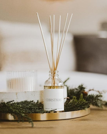 Sweet Water Decor Christmas Reed Diffuser Set - Fresh Cut Trees, Orange, and Cloves Holiday Reed Diffuser for Home with Long Lasting Fragrance - Non-Toxic Oil Reed Diffuser Made in The USA