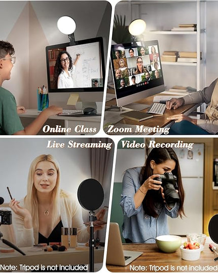 Light for Video Recording, 3 Color & 5 Brightness Video Light Clip on Desktop Monitor, Timer Setting with USB Plug Webcam Light for Meeting, Video Calls, Remote Working, Live Streaming - 6.3''