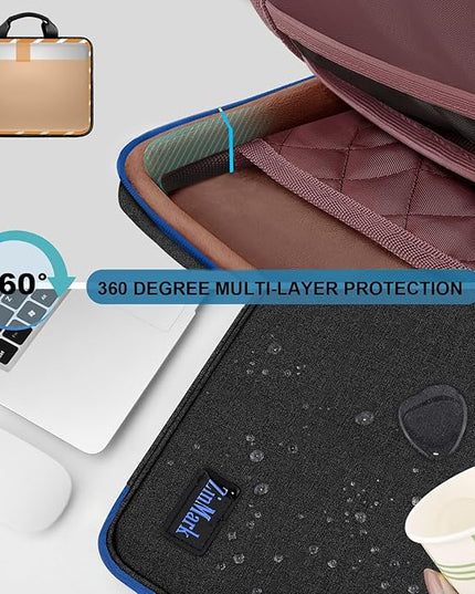Laptop Case 15.6 Inch Briefcase Military-Grade Protection with Detachable Belt Bag, Compatible All Model of 15-16 Inch MacBook Pro and Most Popular 15.6 Inch Notebooks Chromebooks (Black Blue)