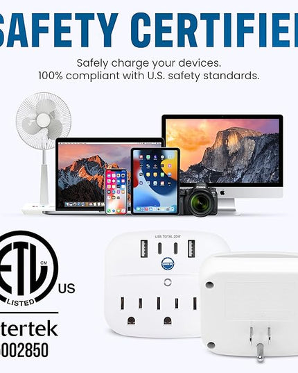 Cruise Approved Non Surge Power Strip [2 USBC, 2 USB, 3 AC] - Cruise Essentials for Carnival, Celebrity, Princess, Norwegian, MSC & Major Cruise Lines