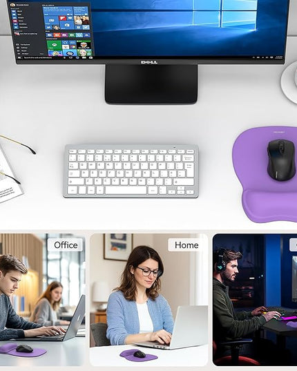 TECKNET Gel Mouse Pad with Wrist Rest, Ergonomic Office Mousepad with Wrist Support - Non-Slip & Smooth Surface Comfortable Desk Accessories Mat for Office, Gaming and Study - Purple