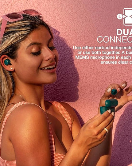 JLab Go Air Pop+ True Wireless Earbuds, in Ear Headphones, Bluetooth Earphones, 35H Playtime Ear Buds, Bluetooth Earbuds with Microphone, USB-C Charging Case, Dual Connect, EQ3 Sound, Teal
