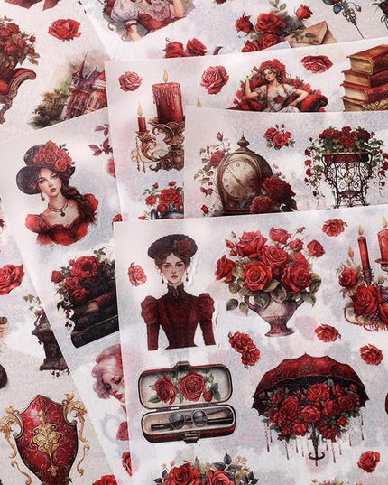 Auguro Vintage Ephemera Sticker 24 Sheets precut 300 washi Stickers Paper Journal Stickers for Adults People Scrapbook Stickers Scrapbooking Supplies