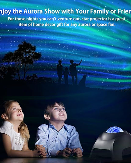 AIRIVO Northern Lights Aurora Projector, Star Projector Music Speaker, White Noise Night Light Galaxy Projector for Kids Adults, for Home Decor Bedroom/Ceiling/Party (Black)
