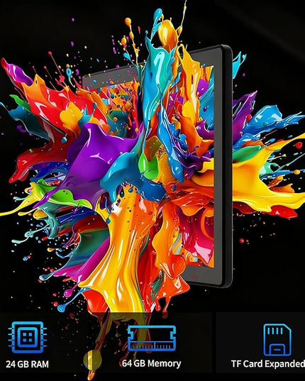 Latest 2025 Upgraded Android Tablet 10.1 Inch with IPS HD Touch Screen, Dual Camera, 64GB Storage 1TB Expansion, 8 in 1 Tablets Kit with Keyboard, Protective Case, Mouse, Stylus, BT 5.4, WiFi 6