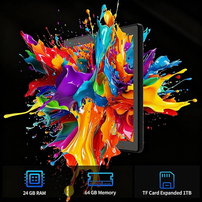 Latest 2025 Upgraded Android Tablet 10.1 Inch with IPS HD Touch Screen, Dual Camera, 64GB Storage 1TB Expansion, 8 in 1 Tablets Kit with Keyboard, Protective Case, Mouse, Stylus, BT 5.4, WiFi 6